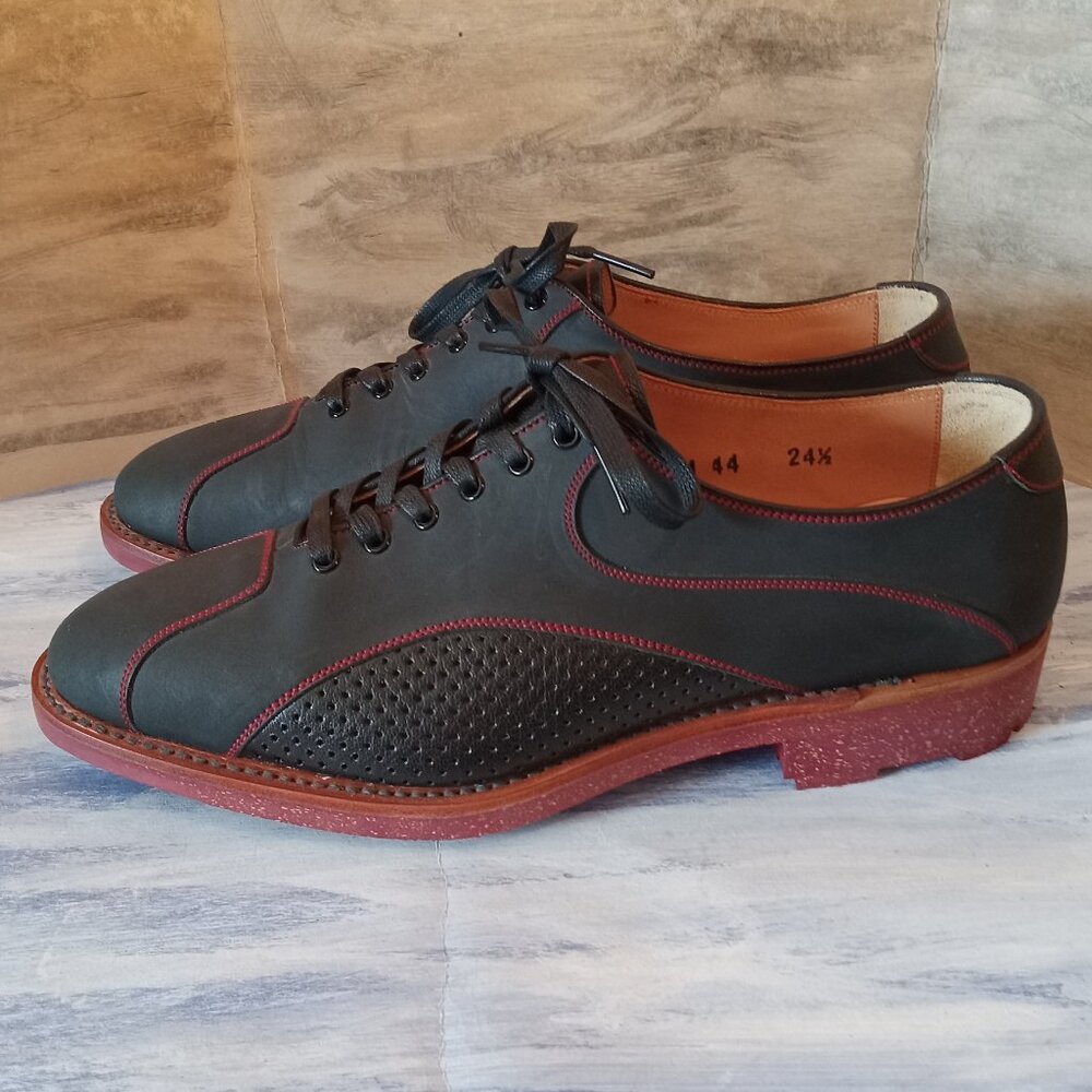 Scotch Grain Hirokawa  Black suede with Red Stitching Oxford Shoe Men size 8